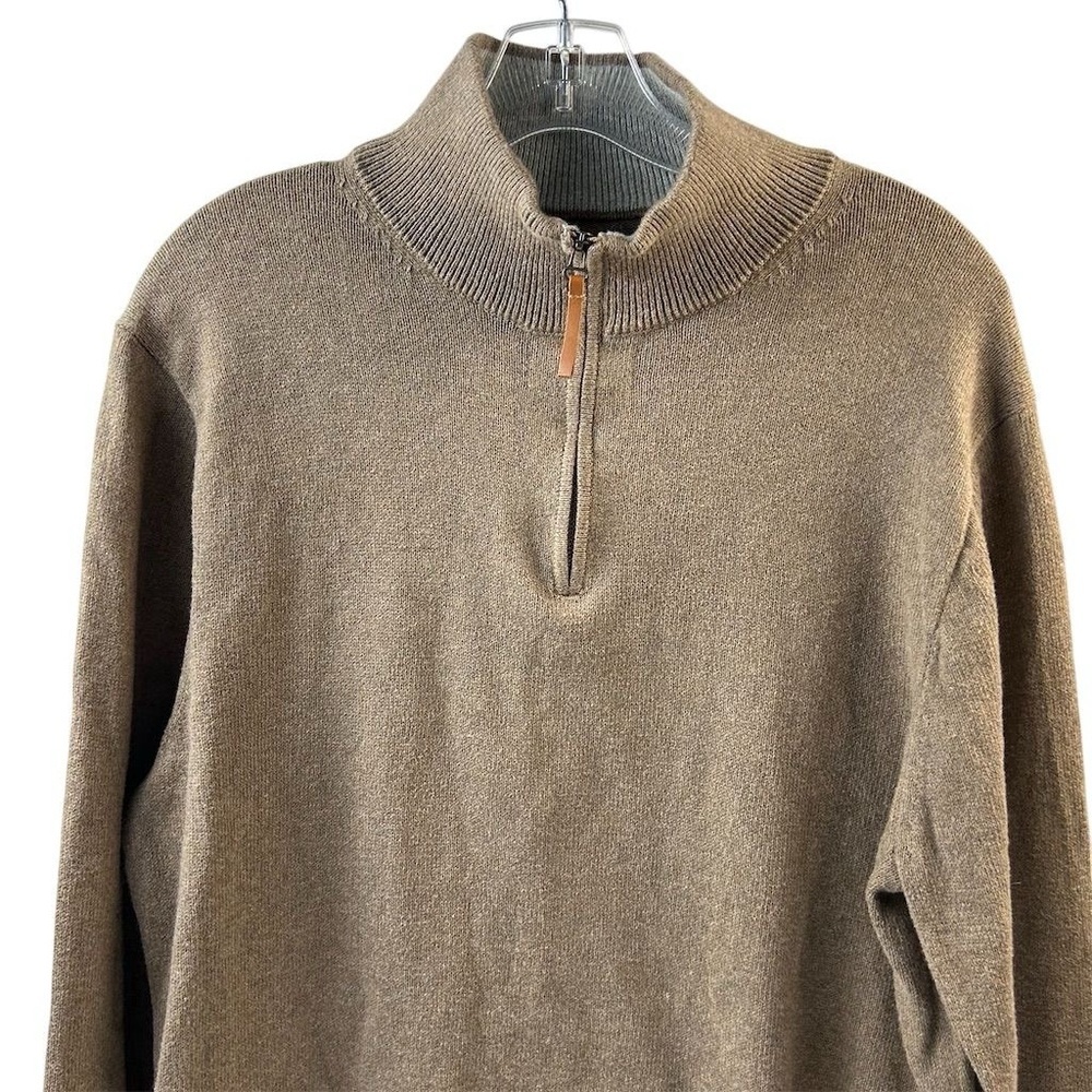J.Crew Men's Brown Quarter Zip Pullover Sweater Size L Casual‎ Knit - Picture 2 of 9